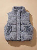 Marie Teddy-Lined Quilted Vest with Stand Collar