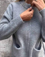 Clara Zip-Up Knit Cardigan with Relaxed Fit and Front Pockets
