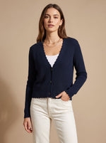 Elisabeth Wave-Trim Knit Cardigan