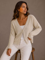 Elisabeth Wave-Trim Knit Cardigan
