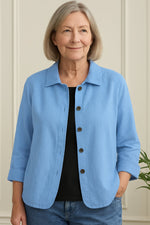 Marie Cotton-Linen Button-Front Shirt Cardigan