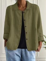 Marie Cotton-Linen Button-Front Shirt Cardigan