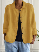 Marie Cotton-Linen Button-Front Shirt Cardigan