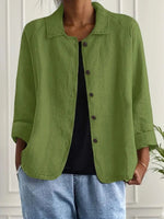 Marie Cotton-Linen Button-Front Shirt Cardigan