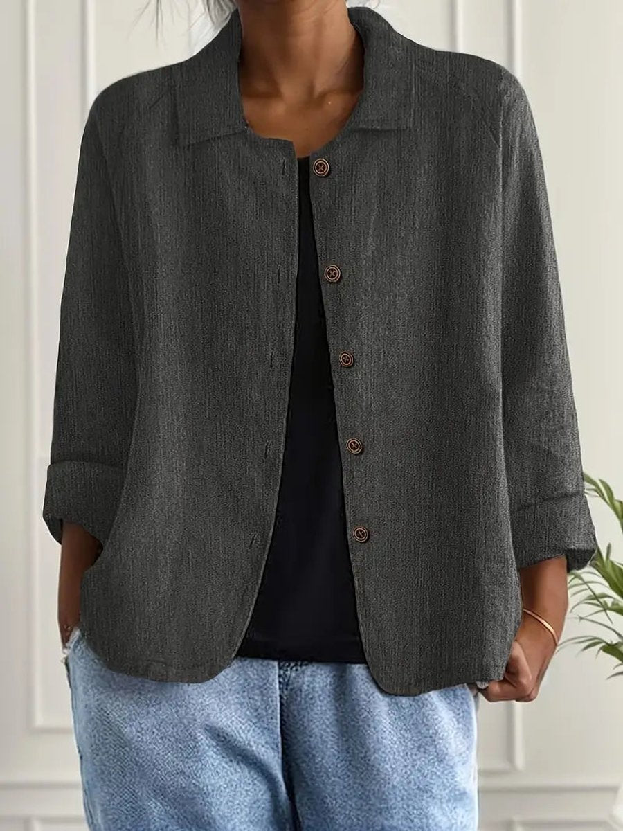 Marie Cotton-Linen Button-Front Shirt Cardigan