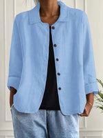 Marie Cotton-Linen Button-Front Shirt Cardigan