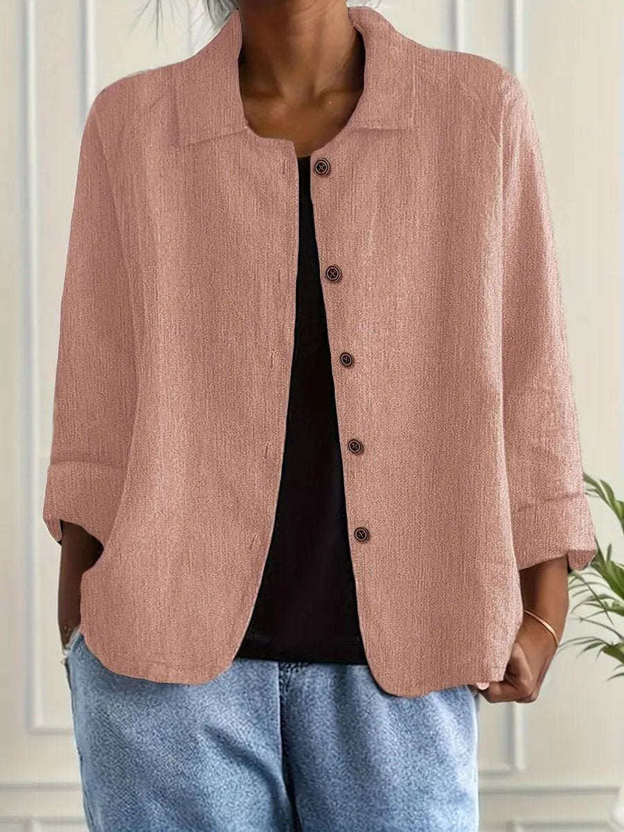 Marie Cotton-Linen Button-Front Shirt Cardigan