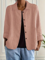 Marie Cotton-Linen Button-Front Shirt Cardigan
