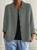 Marie Cotton-Linen Button-Front Shirt Cardigan
