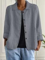 Marie Cotton-Linen Button-Front Shirt Cardigan