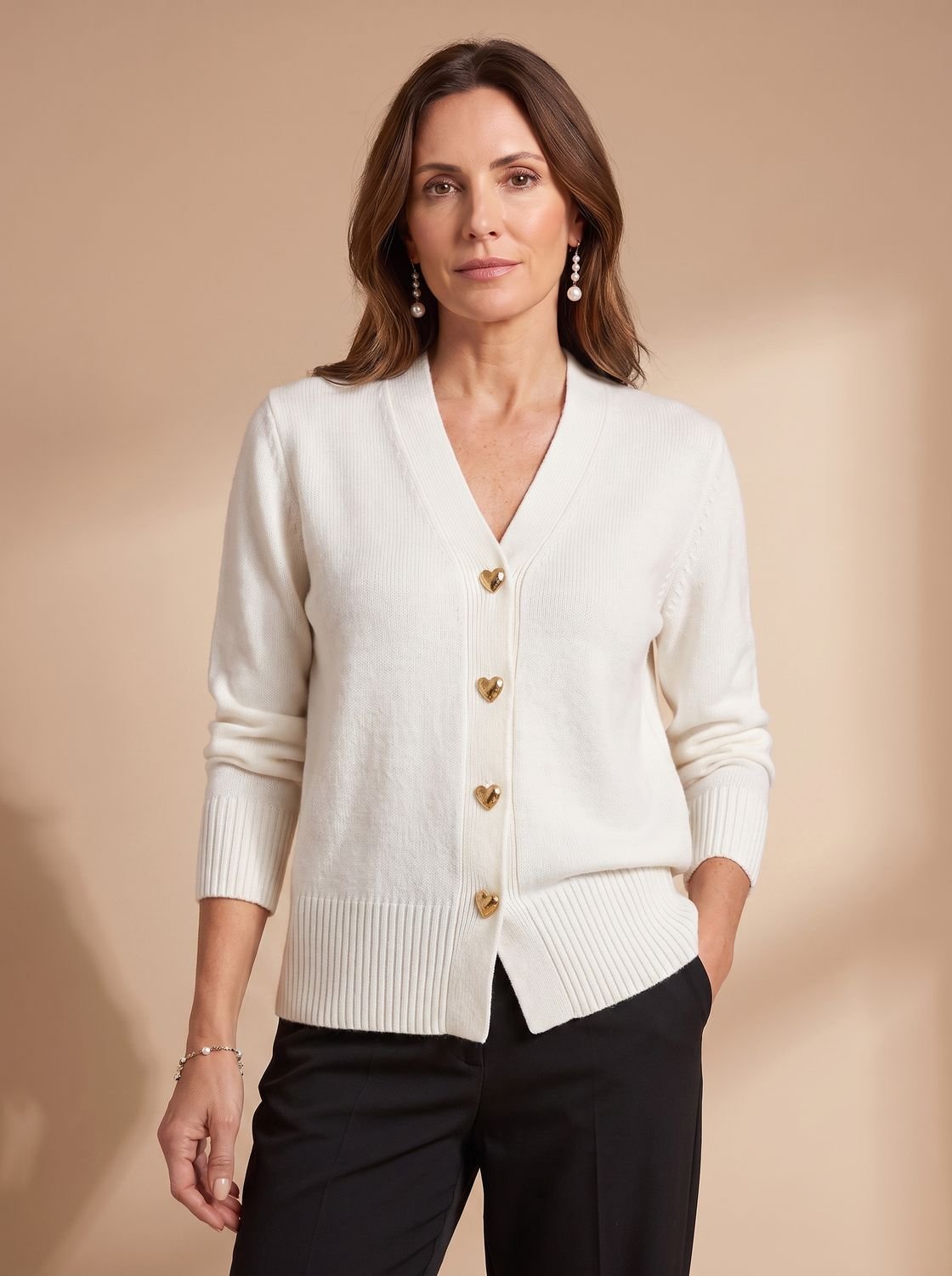 Katharina Heart Button Knit Cardigan