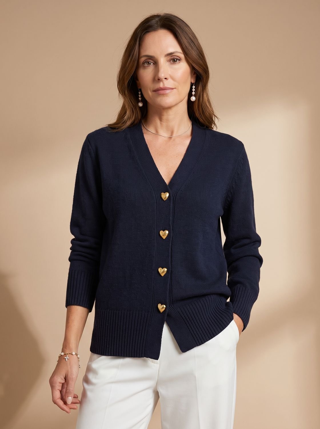 Katharina Heart Button Knit Cardigan