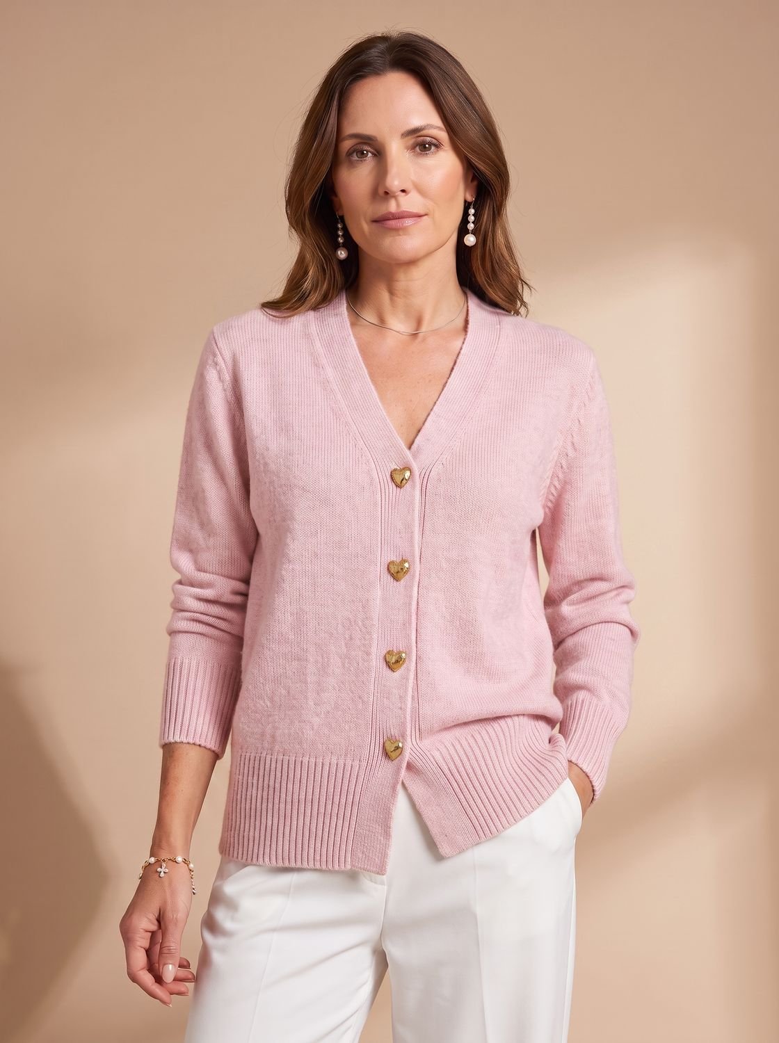 Katharina Heart Button Knit Cardigan