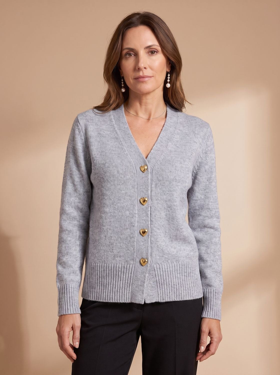 Katharina Heart Button Knit Cardigan