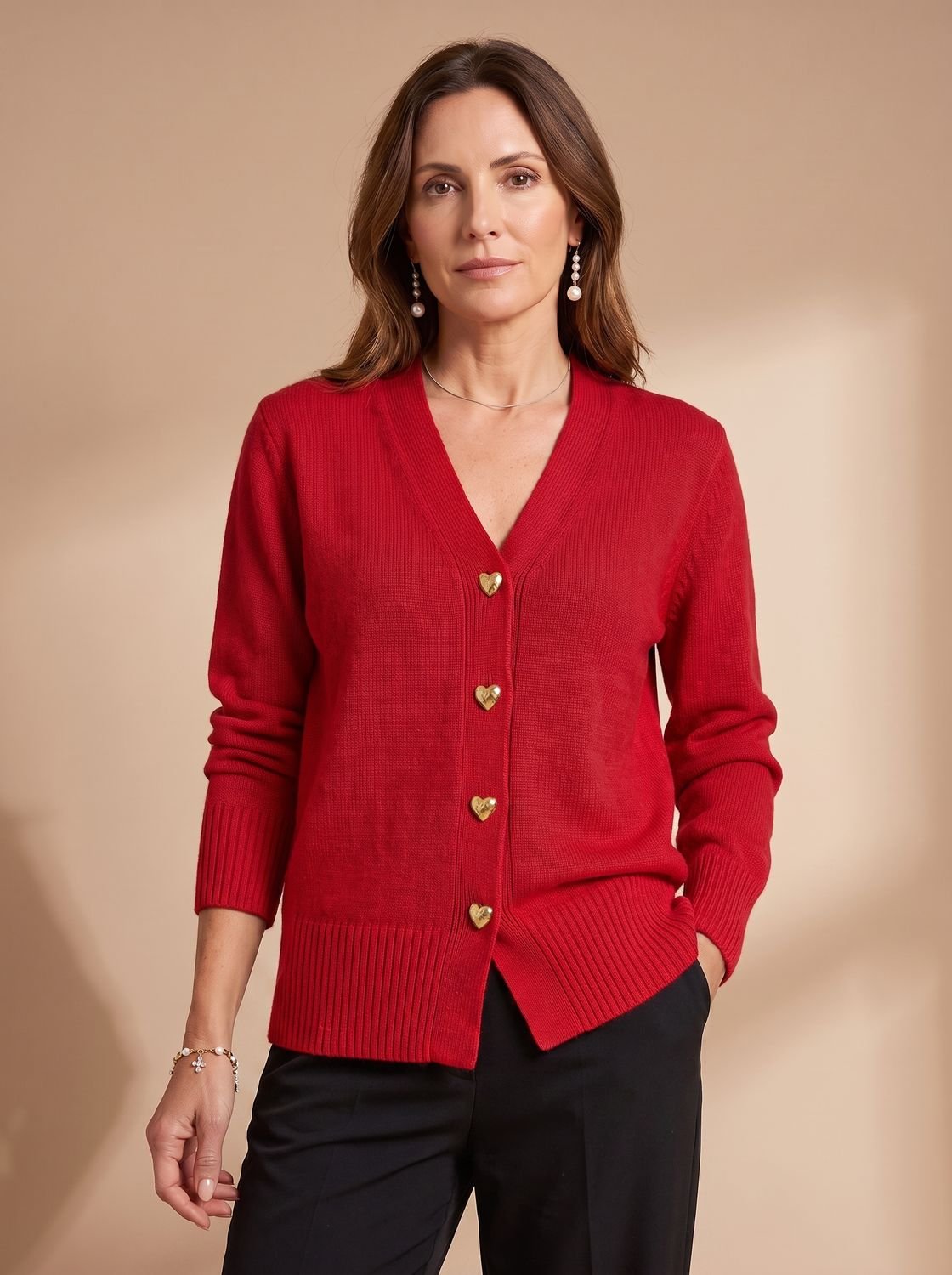 Katharina Heart Button Knit Cardigan