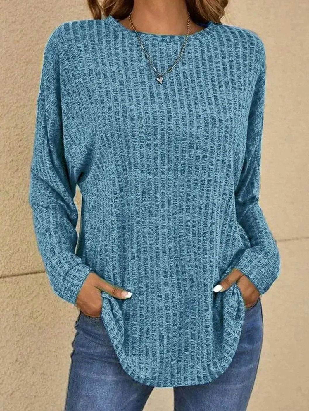 Mia Oversized Waffle Knit Crewneck Sweater