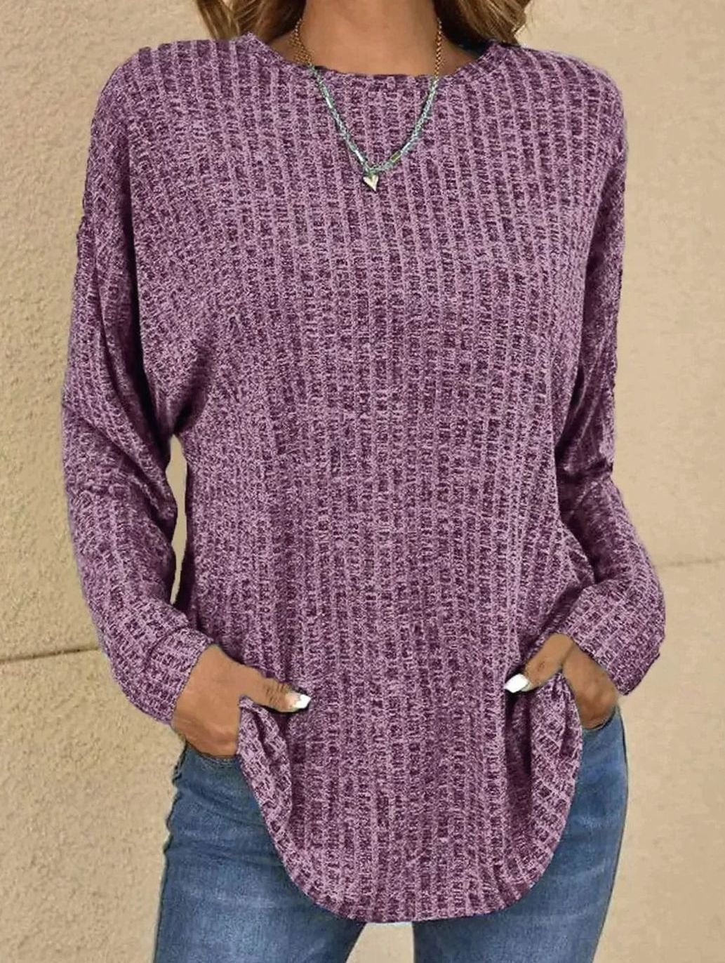 Mia Oversized Waffle Knit Crewneck Sweater