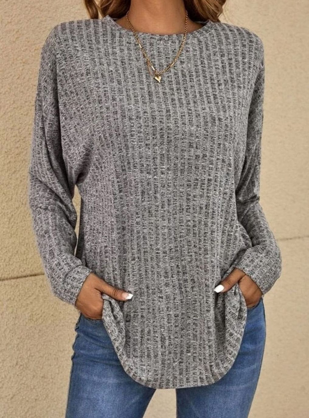 Mia Oversized Waffle Knit Crewneck Sweater