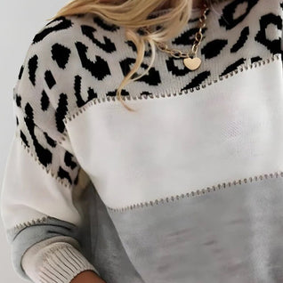 Sophie Leopard Colorblock Knit Sweater
