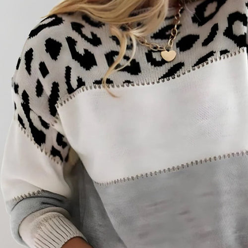 Sophie Leopard Colorblock Knit Sweater