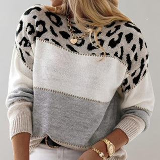 Sophie Leopard Colorblock Knit Sweater