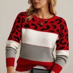 Sophie Leopard Colorblock Knit Sweater