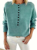Marlene V-Neck Half-Button Knit Sweater