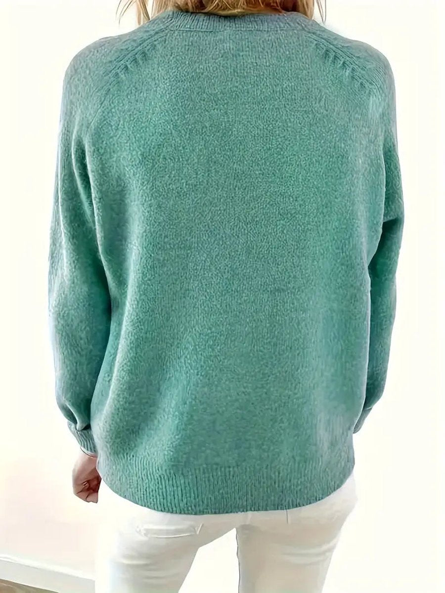 Marlene V-Neck Half-Button Knit Sweater