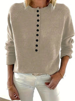 Marlene V-Neck Half-Button Knit Sweater
