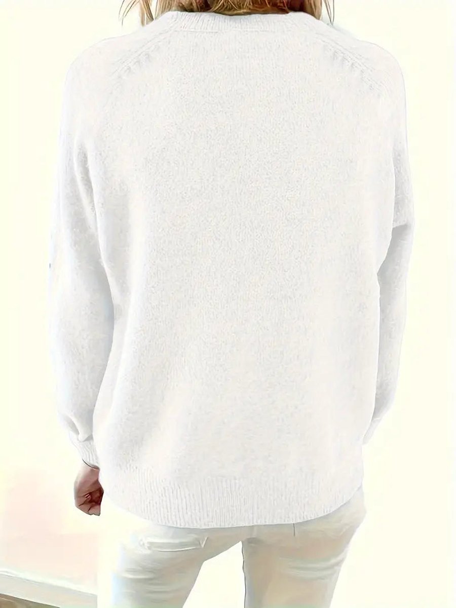 Marlene V-Neck Half-Button Knit Sweater