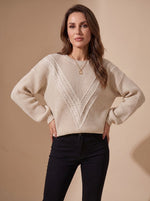 Lena Textured Knit Crewneck Sweater