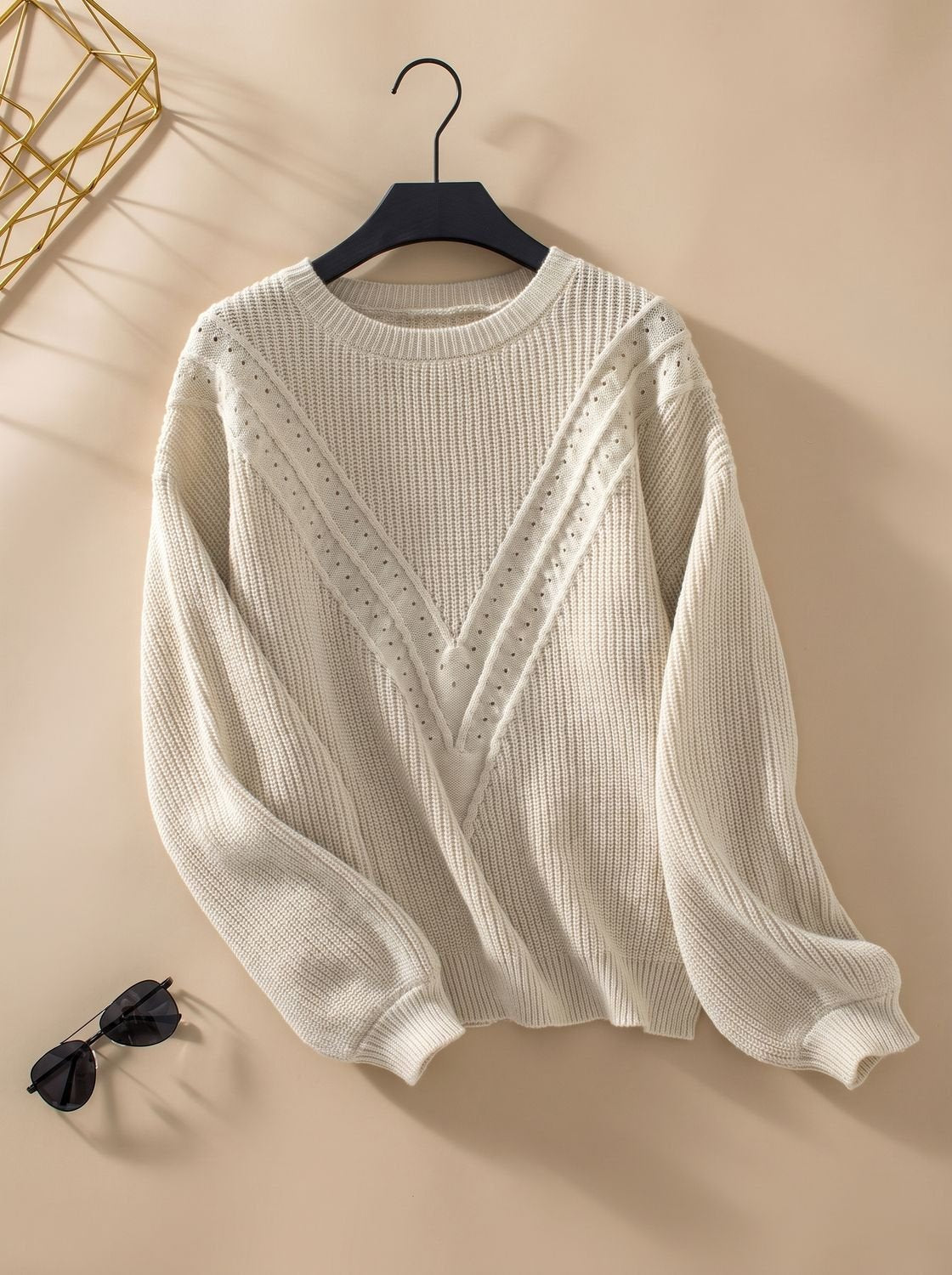 Lena Textured Knit Crewneck Sweater