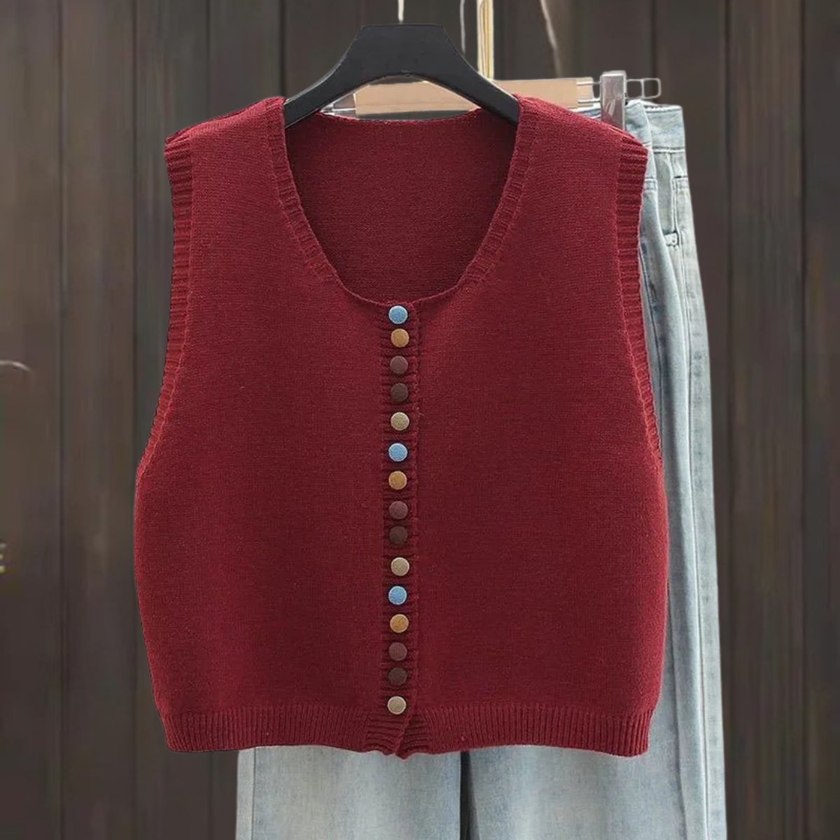 Amelie Button-Front Sweater Vest