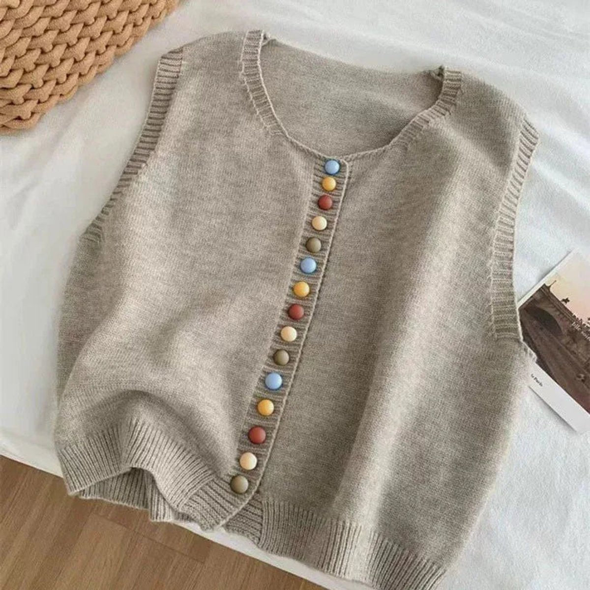 Amelie Button-Front Sweater Vest