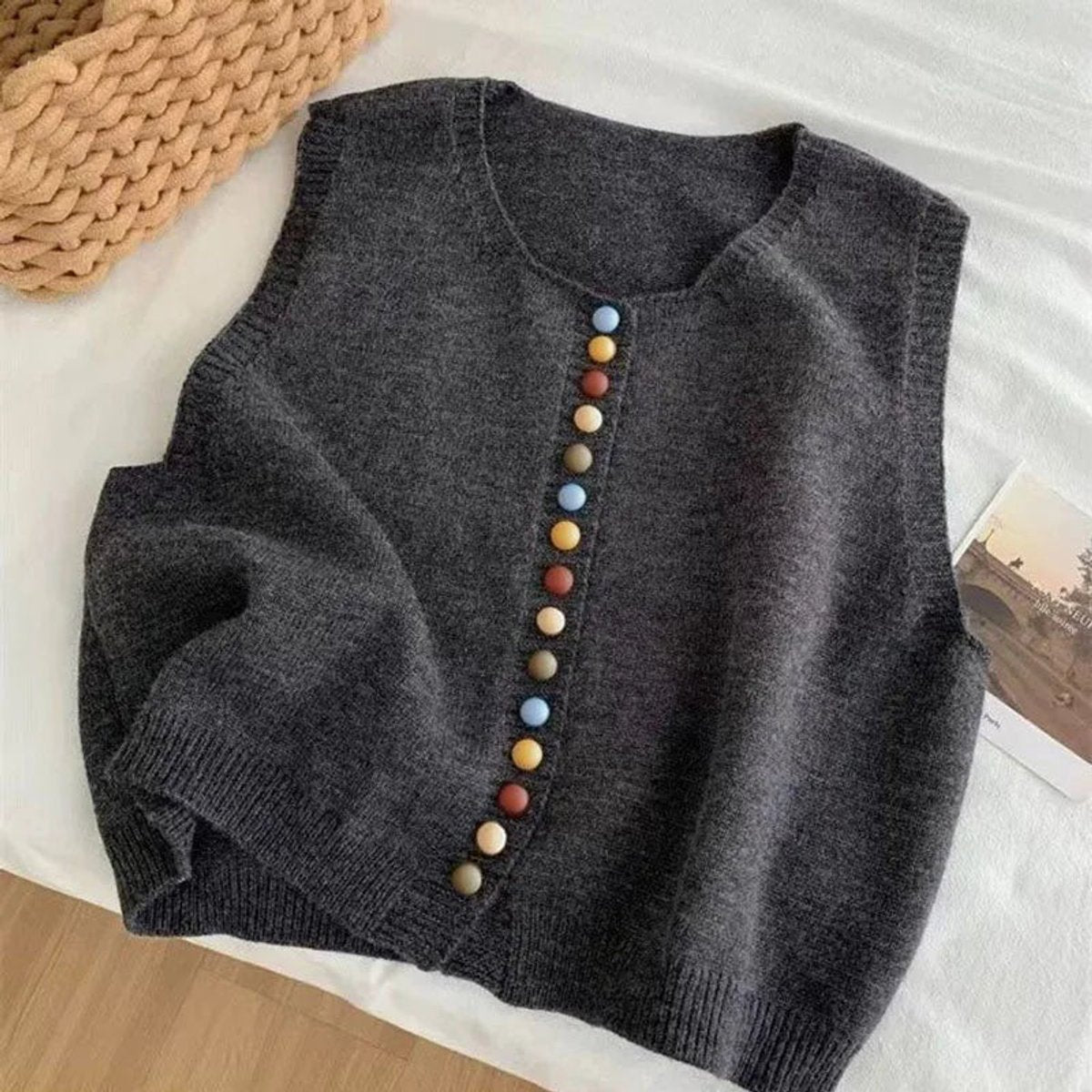 Amelie Button-Front Sweater Vest
