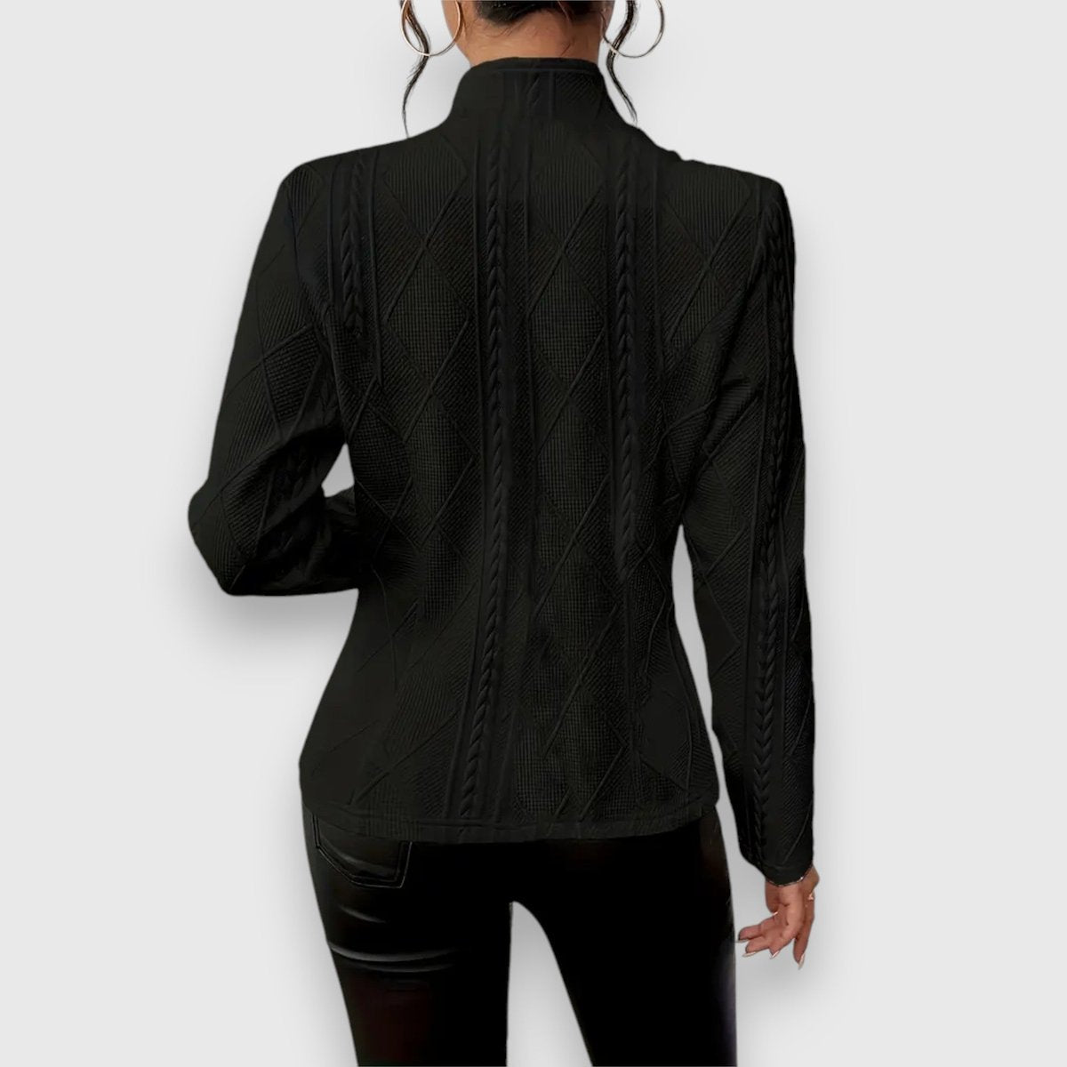 Elisabeth Cable Knit Mock Neck Sweater