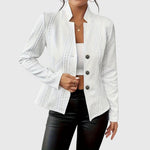 Lena Textured Fitted Button-Front Blazer