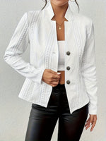 Lena Textured Fitted Button-Front Blazer