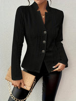 Lena Textured Fitted Button-Front Blazer
