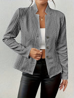 Lena Textured Fitted Button-Front Blazer
