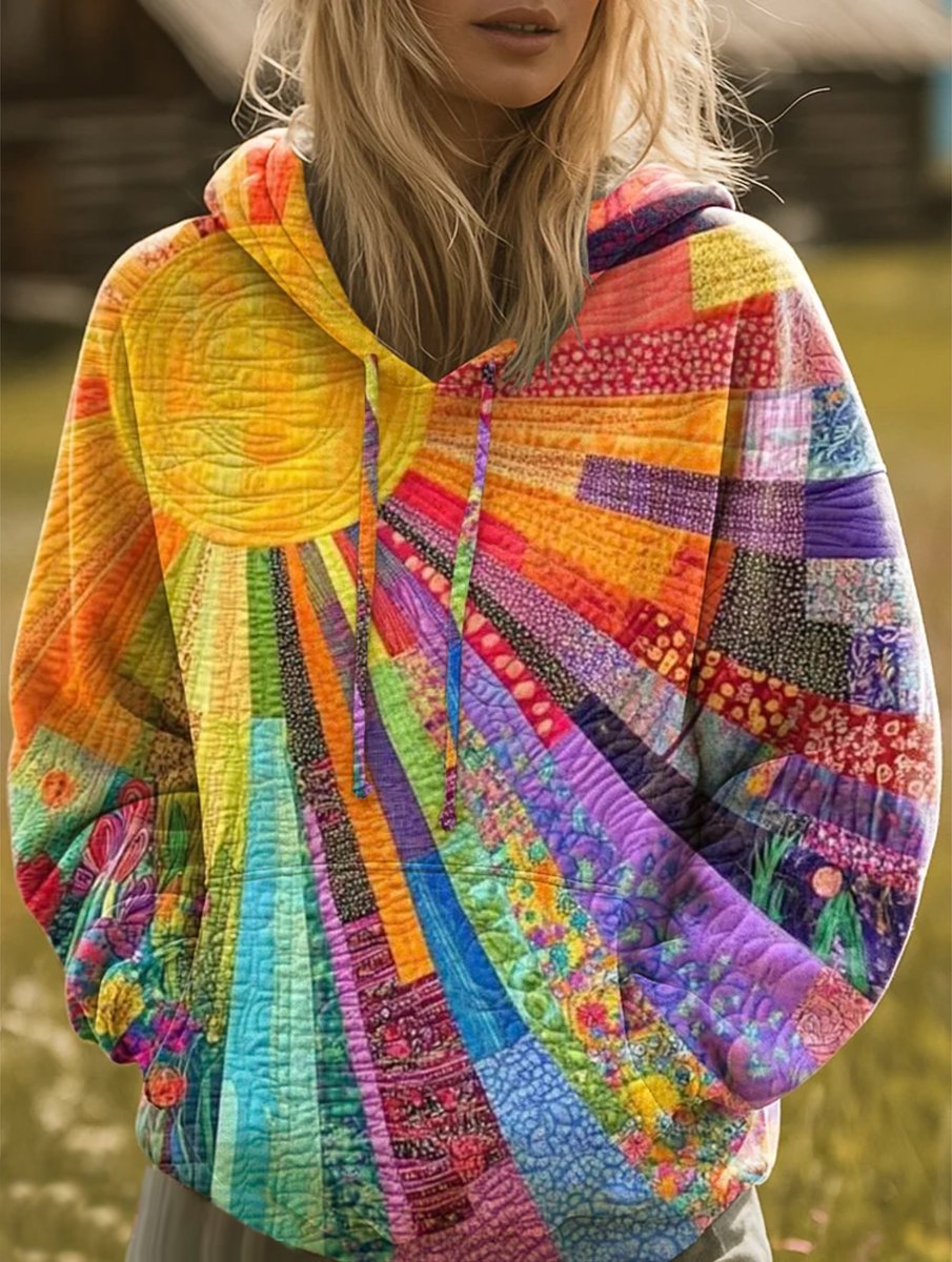 Luisa Patchwork Sun Print Hoodie
