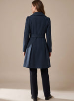 Greta Fitted Double-Breasted Flared Wool Coat with Pockets