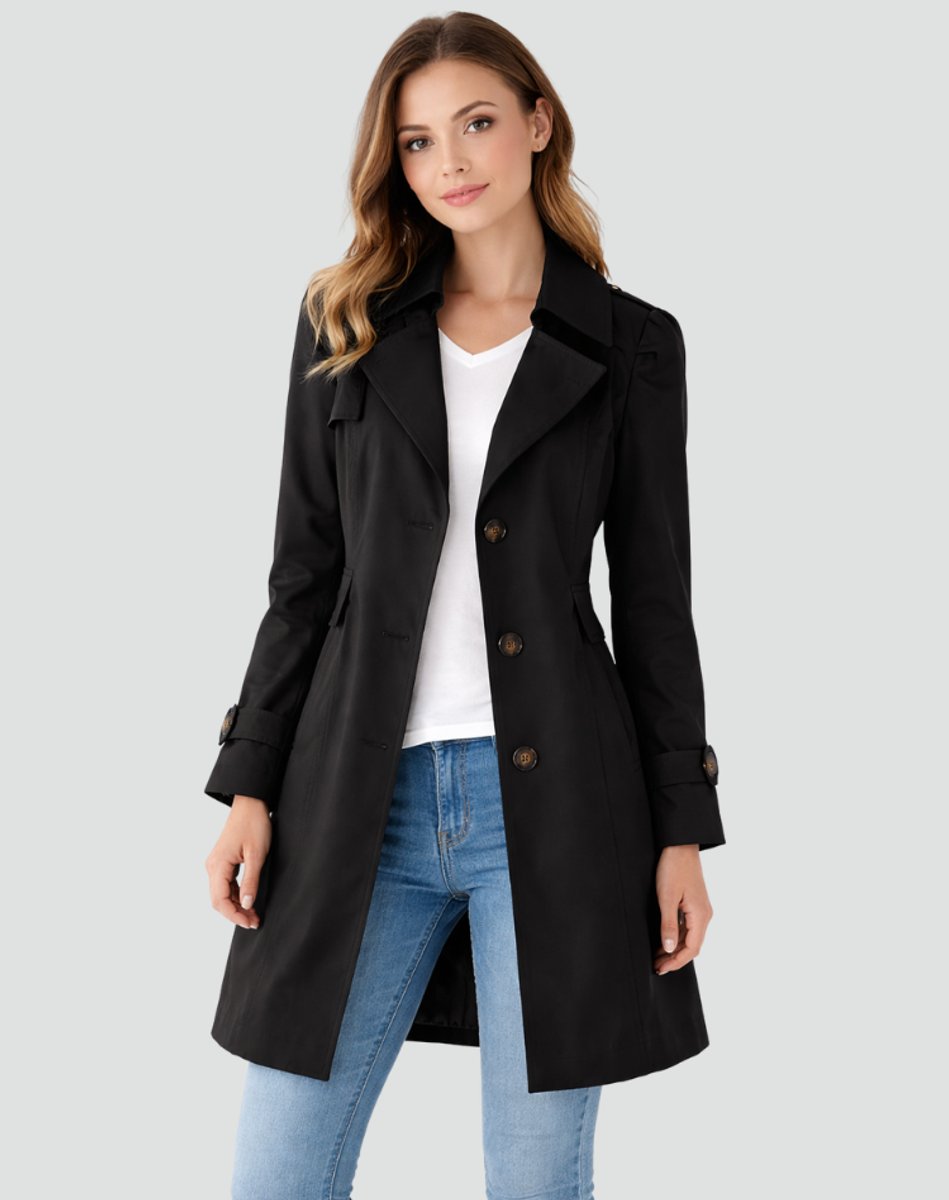 Nora Tailored Classic Mid-Length Trench Coat