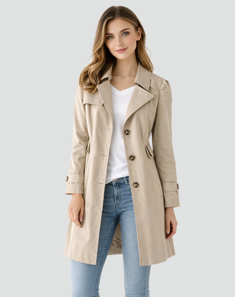 Nora Tailored Classic Mid-Length Trench Coat