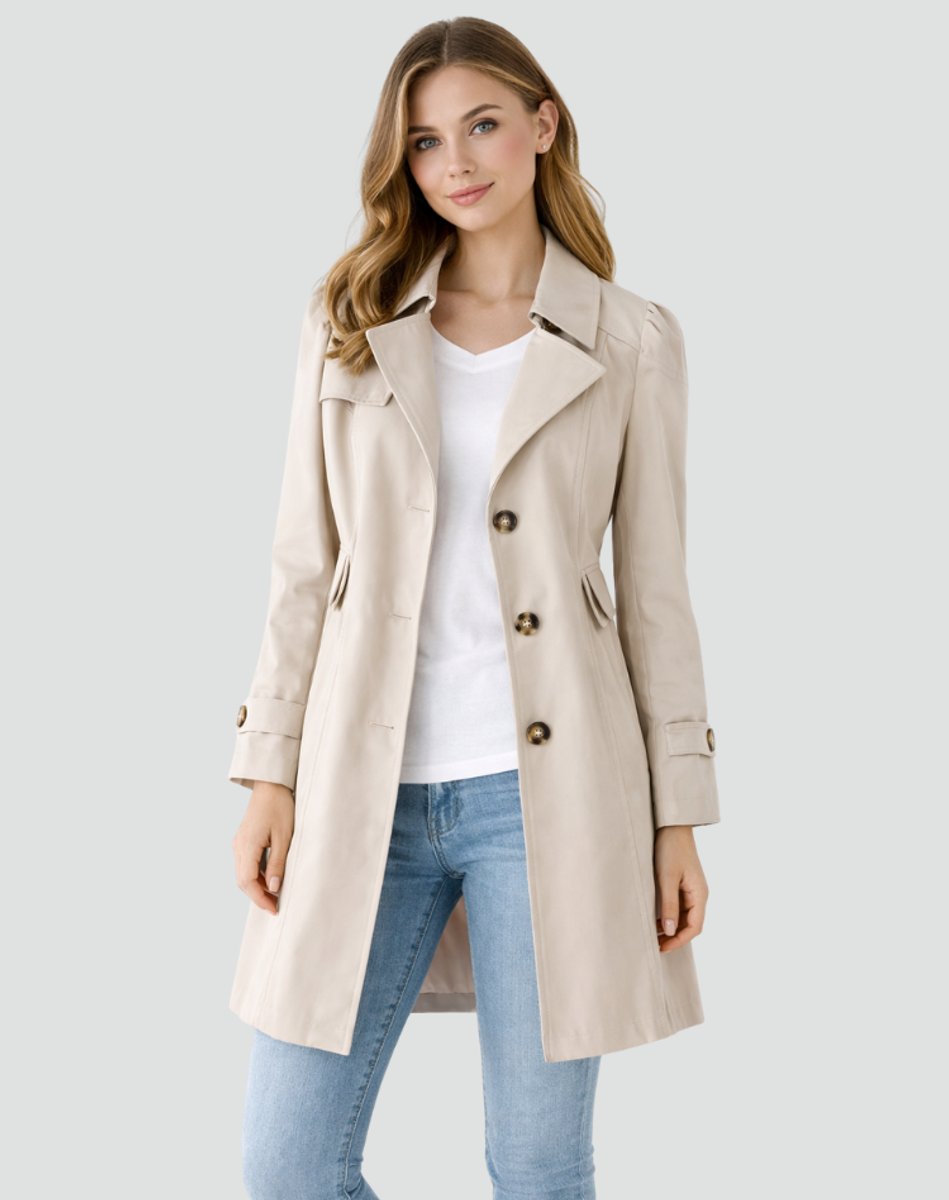 Nora Tailored Classic Mid-Length Trench Coat