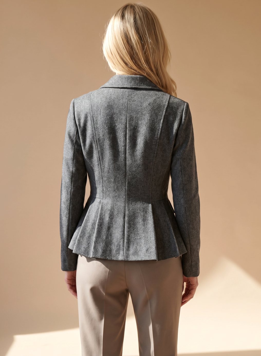Greta Fitted Peplum Blazer Double-Breasted Long Sleeve