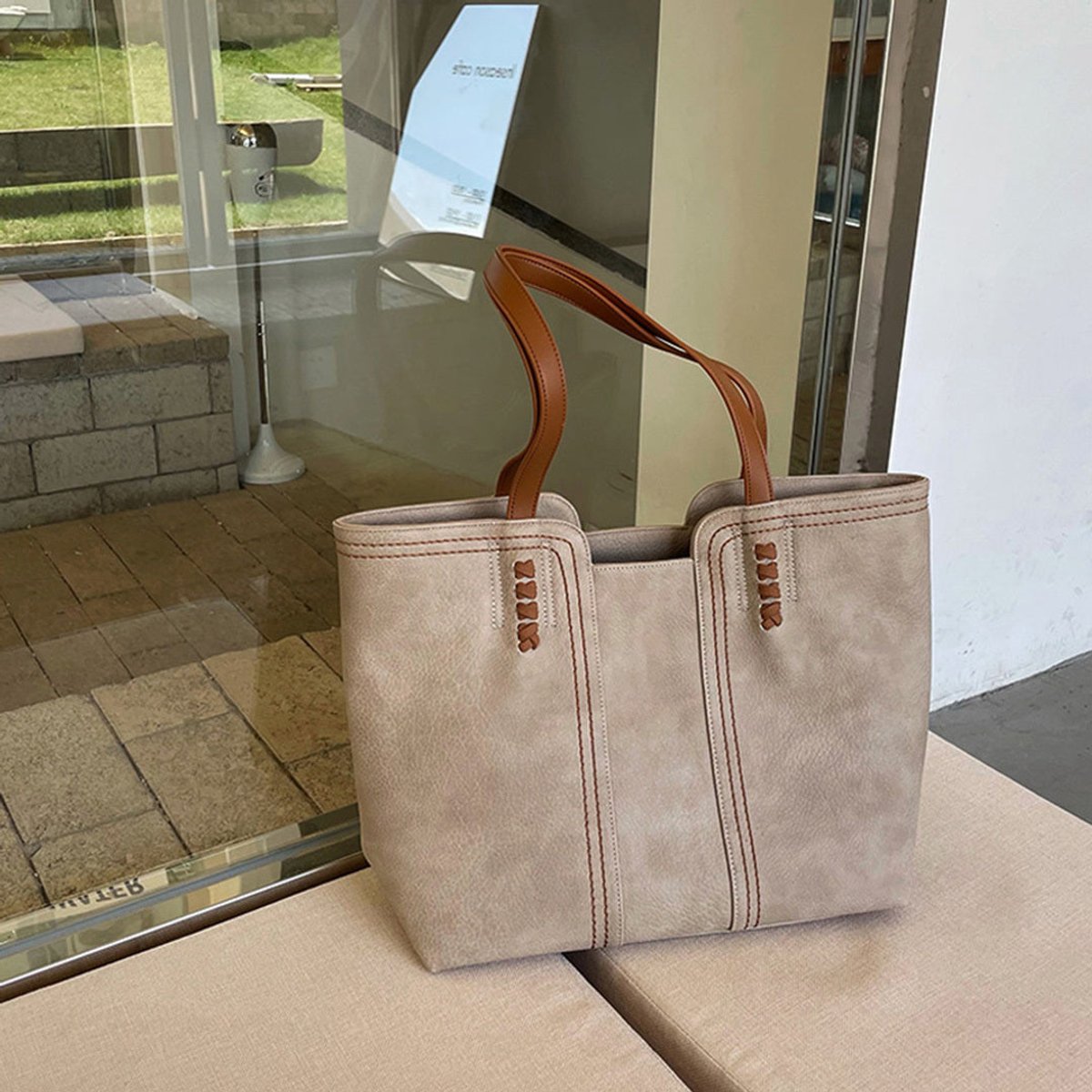 Leonie Minimalist Faux Leather Tote Bag