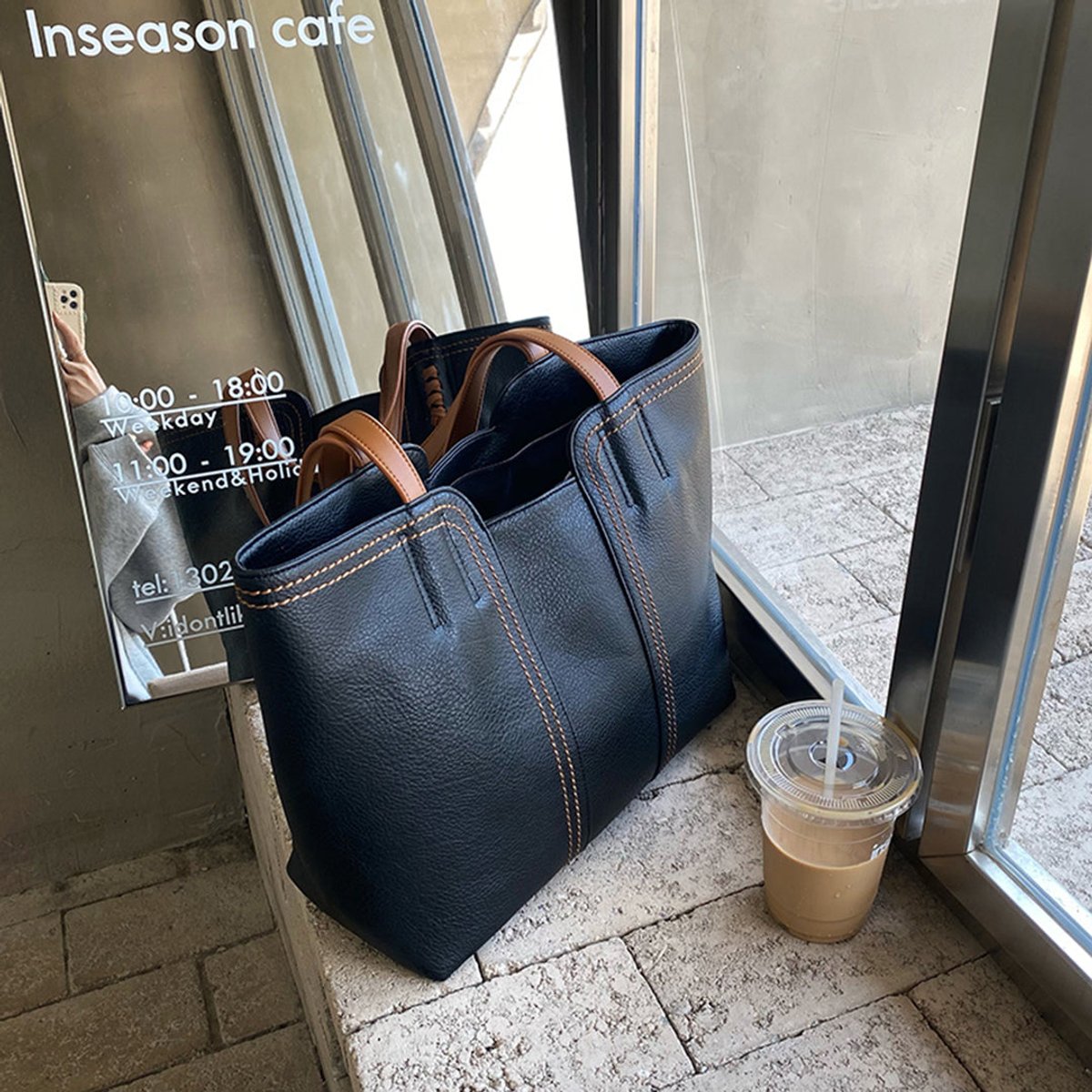 Leonie Minimalist Faux Leather Tote Bag