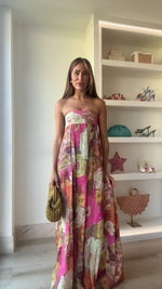 Johanna Strapless Floral Maxi Wedding Guest Dress