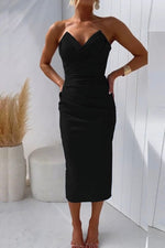 Marie Strapless Fitted Cocktail Midi Dress